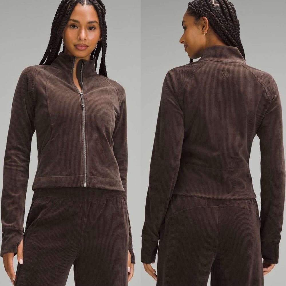 Lululemon Scuba Track Jacket Velvet Cord in Espresso Size 4